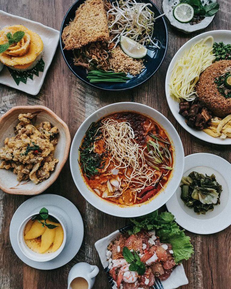 Thai food in a table