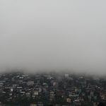 Baguio city houses covered with fog